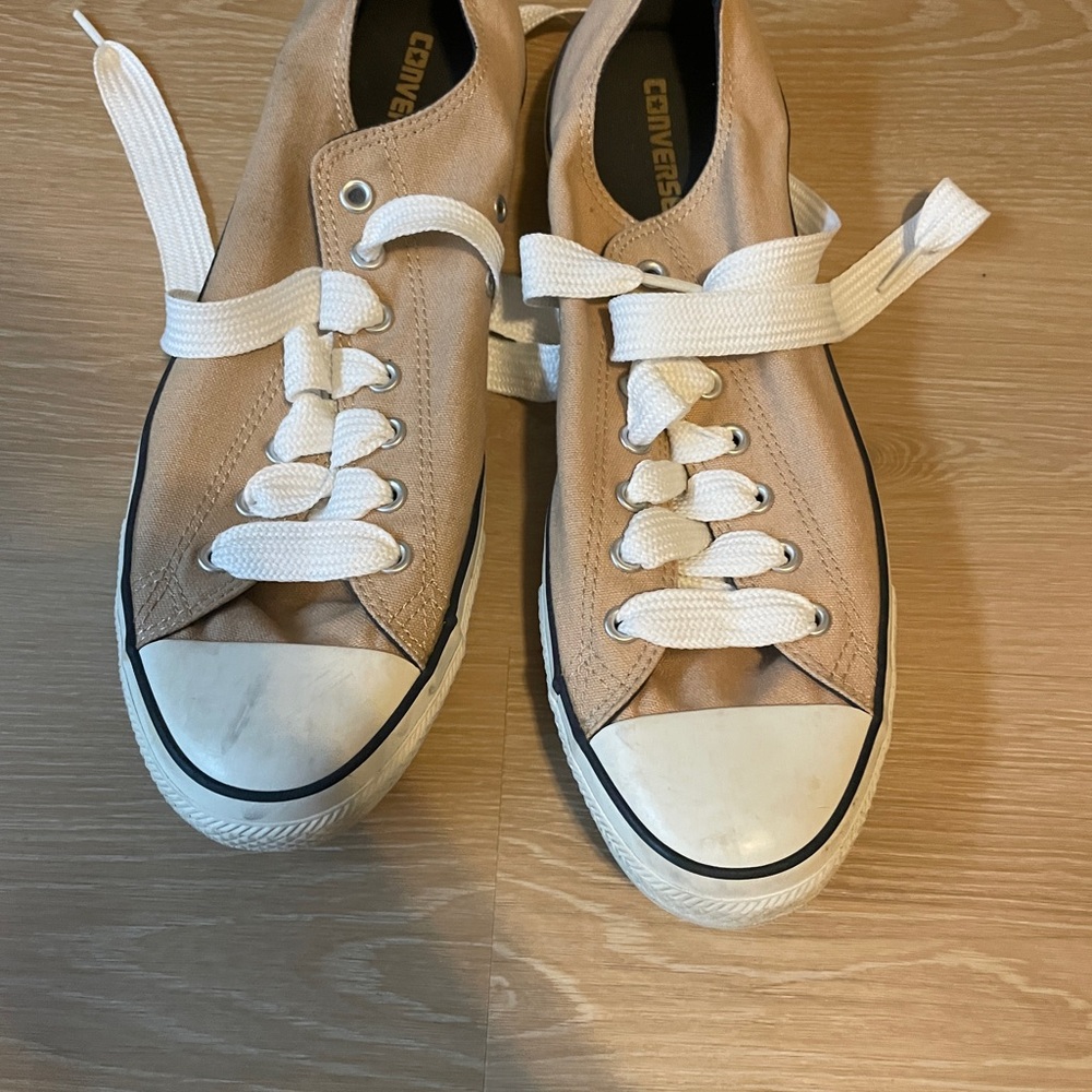 Converse Beige Canvas Sneakers with White Accents